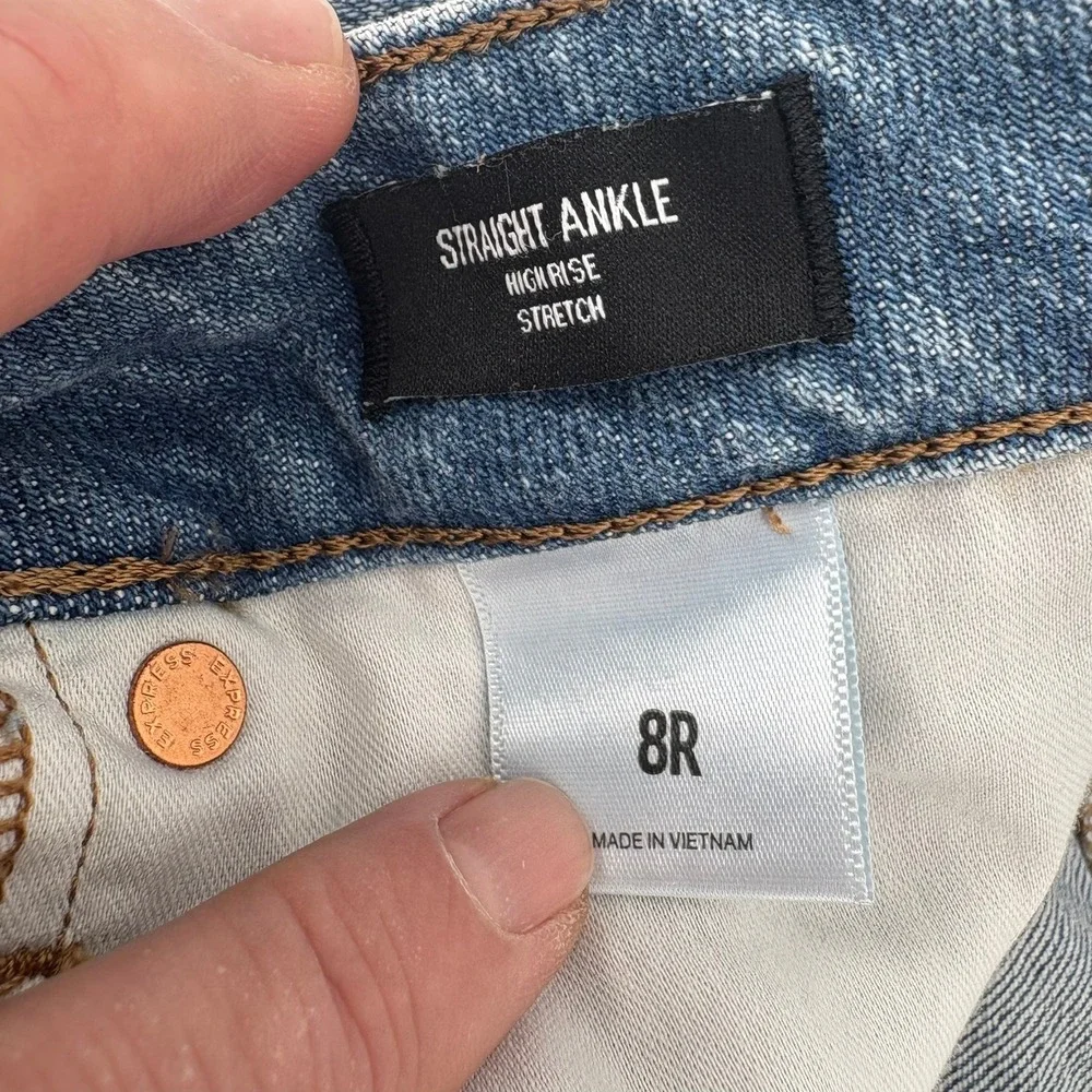 Express Women Straight‎ Ankle High Rise Stretch Jeans Light Wash Size 8R